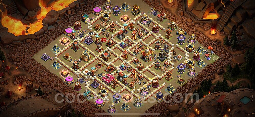 TH16 War Base with Link β Anti 2-Star Layout 2025