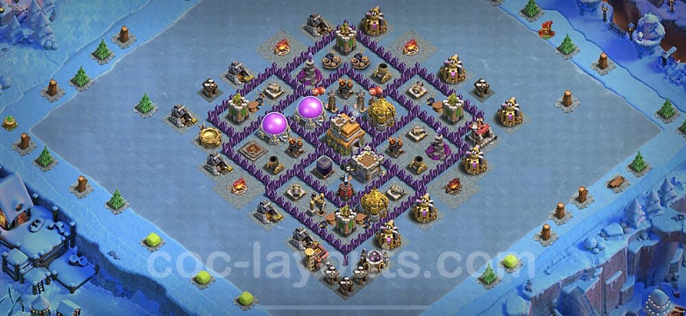 Optimized TH7 Base – Anti 3-Star War Plan CoC 2026
