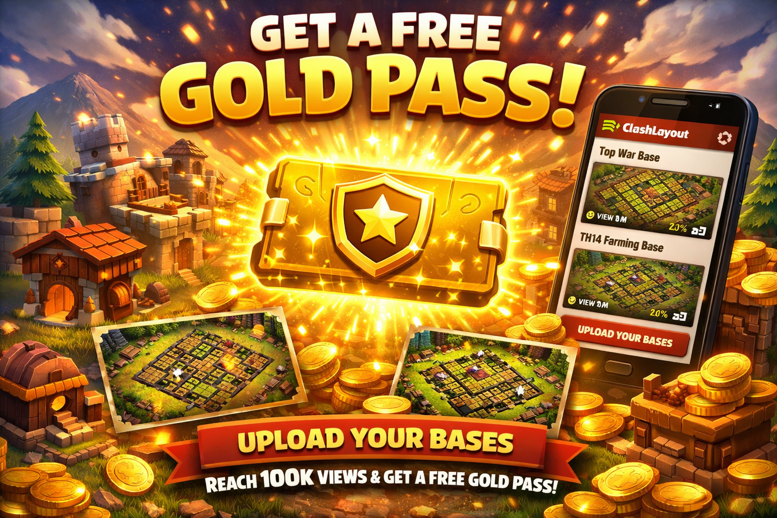 How to Get a Free Gold Pass in Clash of Clans (Upload Bases & Earn Rewards)